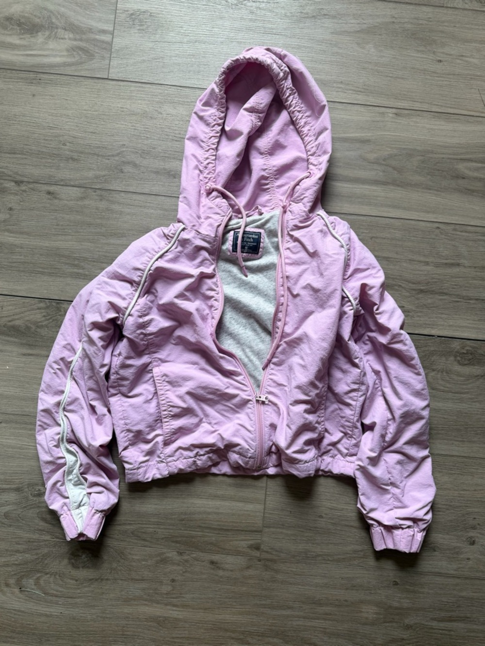 Abercrombie & Fitch Light Pink Hooded Windbreaker Jacket